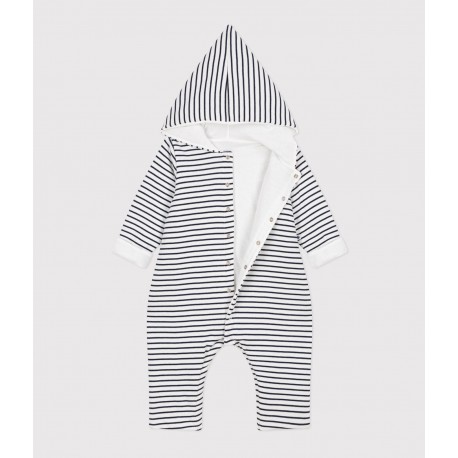 BABIES' QUILTED COTTON HOODED JUMPSUIT