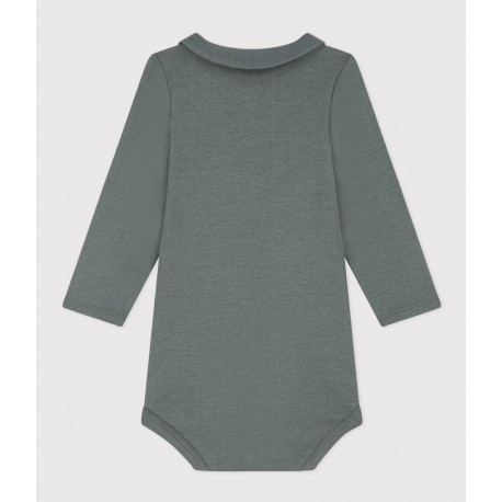 BABIES' LONG-SLEEVED COTTON BODYSUIT WITH COLLAR