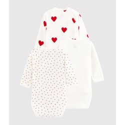BABIES' LONG-SLEEVED WRAPOVER RED HEART ORGANIC COTTON BODYSUITS - 3-PACK