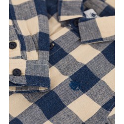 BOYS' CHECKED COTTON FLANNEL SHIRT