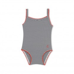 Baby girls' pinstriped one-piece swimsuit