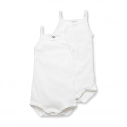 Baby Girls` Bodysuits with Straps - 2-Piece Set