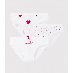 Girls' Red Heart Pattern Organic Cotton Briefs - 3-Pack