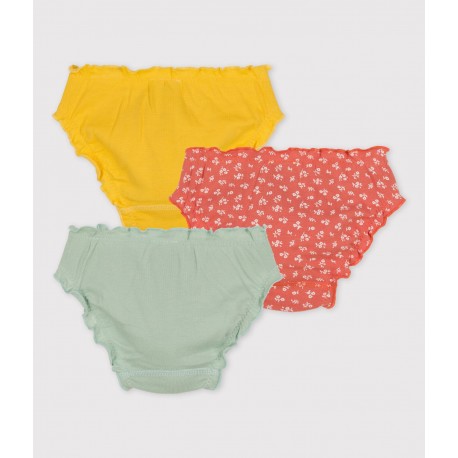 GIRLS' FLORAL RUFFLED COTTON BRIEFS - 3-PACK